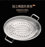 Fish Steamer Double stainless steel - 8Qt Multi-Use Oval Roasting Cookware