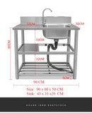 stainless steel bench and  sink freestanding 90 x 50 x 80 cm Sink with bench Undershelf