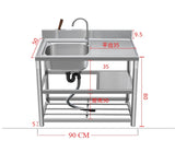 stainless steel bench and  sink freestanding 90 x 50 x 80 cm Sink with bench Undershelf