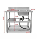 stainless steel bench and  sink freestanding 90 x 50 x 80 cm Sink with bench Undershelf - AUPK