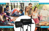 Offset Wood Charcoal Smoker Meat Grill Portable Outdoor BBQ