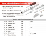 108 PCS Tool Kit 1/2" 1/4" Ratchet Spanner Wrench Socket Hand Set Metric Driver - AUPK