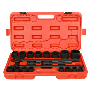 21pcs 3/4" Drive Deep Impact Socket Sockets Set 19mm-50mm Ratchet Breaker Bar - AUPK