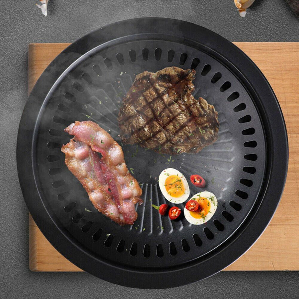 Korean BBQ Grill Pan Non-Stick Smokeless Stovetop BBQ Grill Plate