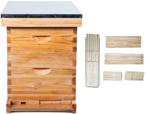 Bee Hive Kits 20 Frame  Langstroth Bee House with 10 Deep and 10 Medium hive Boxs,Dipped in 100% Beeswax 2 Layer - AUPK